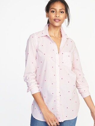 Old Navy Womens Relaxed Classic Tunic Shirt For Women Pink Stripe/Polka Dot Size L | Old Navy US