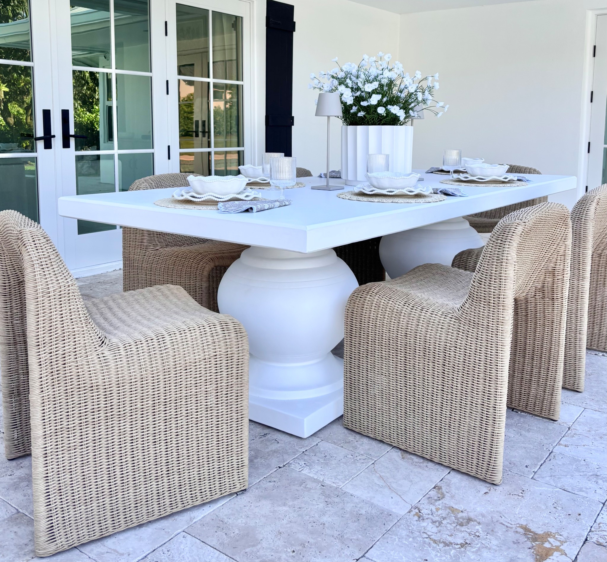New patio table and chairs at the beach cottage! LOVE!!!! What a grand statement this table makes with the beautiful sculpted base. Table is currently 20% off. Linking table setting sources here too.


#LTKHome #LTKSaleAlert