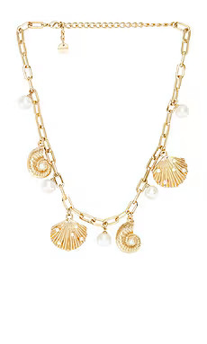 self-portrait Gold Pearl Shell Charm Necklace in Gold from Revolve.com | Revolve Clothing (Global)
