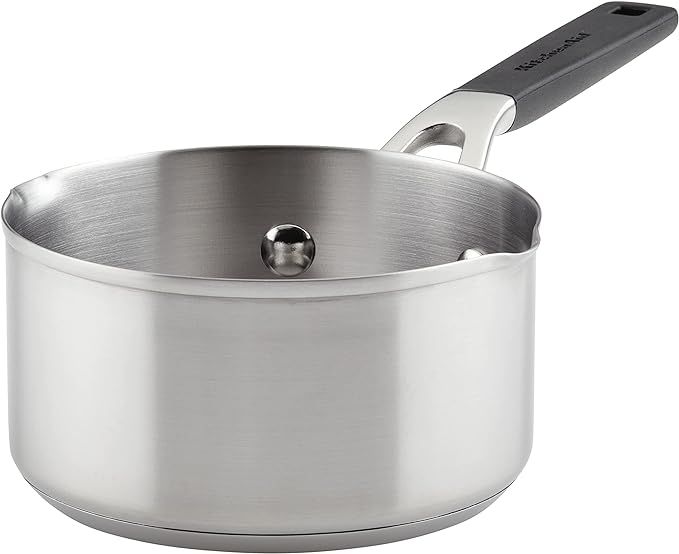 KitchenAid Saucepan with Pour Spouts, 1 Quart, Brushed Stainless Steel | Amazon (US)