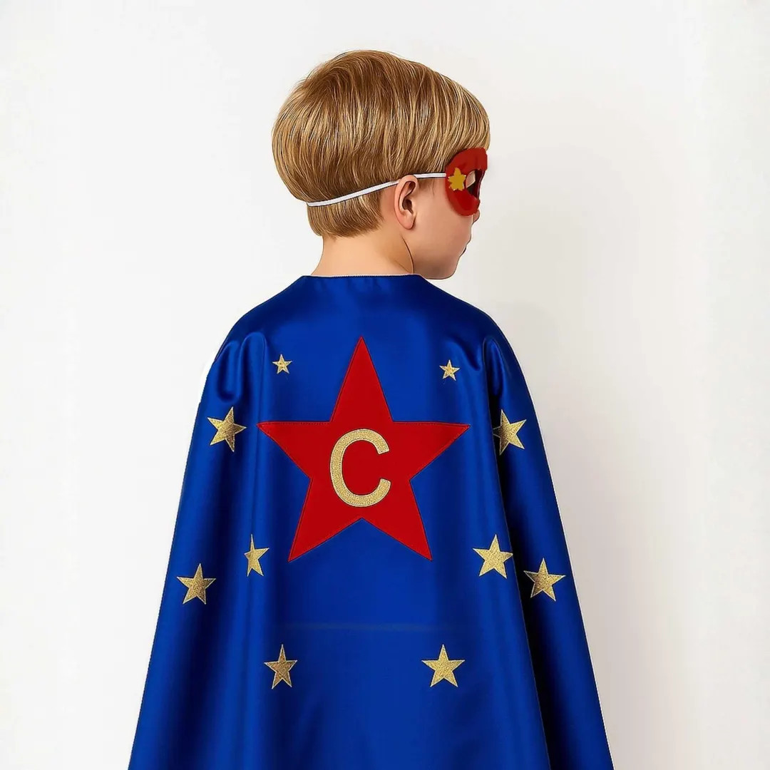 Personalized Kids Gift, Kids Superhero Gift Set, Custom Gold Initial - Blue Cape/Red Star | Etsy (US)