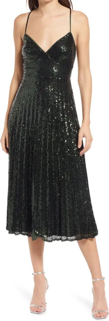 Lulus Vision of Elegance Sequin Cross Back Midi Dress | Nordstrom | Nordstrom