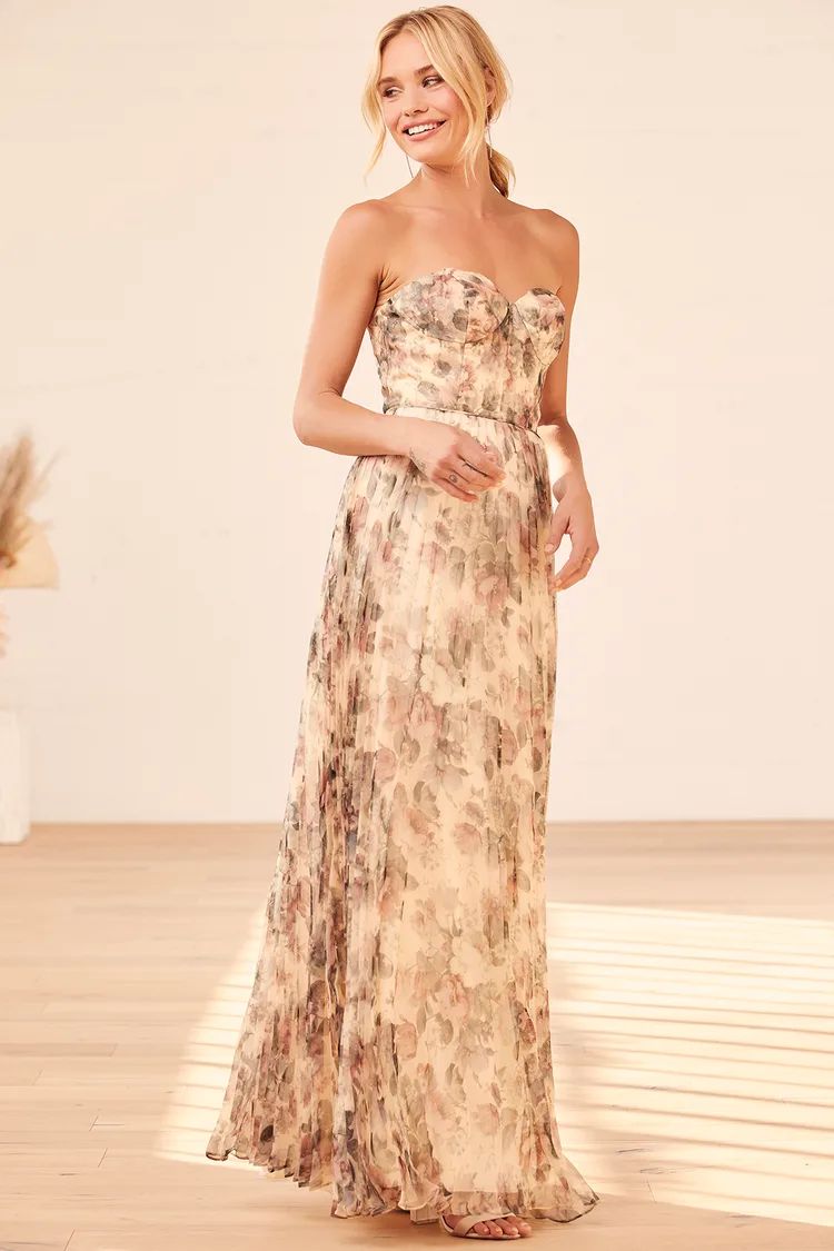 Most Beautiful Day Ivory Multi Floral Print Organza Maxi Dress | Lulus (US)