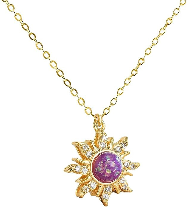Rapunz Sun Necklace for Women Tangled Necklace Gold Sun Necklaces Opal Pendant Neckalces Healing ... | Amazon (US)