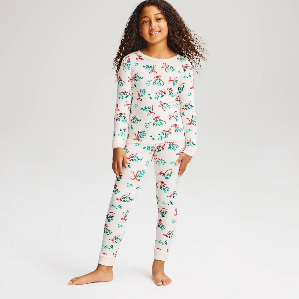 Girls' Holiday Holly Long Sleeve and Pants Snug Fit Velour 2pc Pajama Set - Cat & Jack\u2122 Crea... | Target