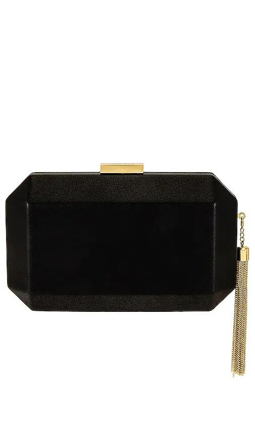 Lia Facetted Clutch With Tassel in Black | Revolve Clothing (Global)
