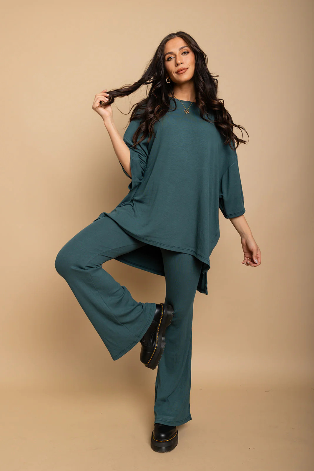 Day Dreamer Ribbed Pant Set - Cosmic Teal [S-3X] | WKNDchasers