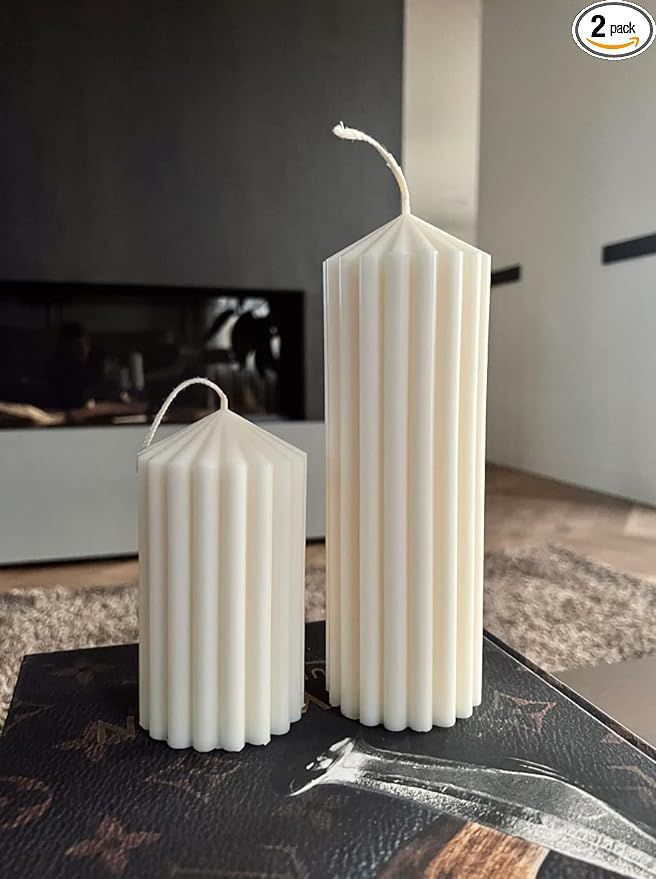 Ribbed Pillar Soy Wax Scented Candle for Home Decoration Gift Birthday Valentine's Day Wedding Ch... | Amazon (US)