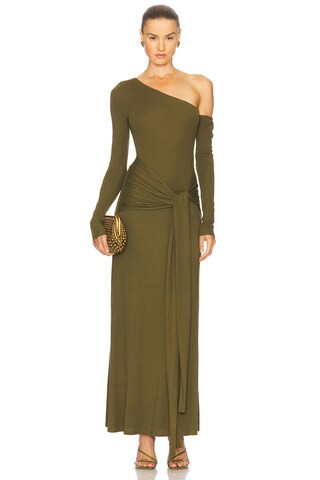 SEVEN WONDERS Bianca One Shoulder Maxi Dress in Army Green from Revolve.com | Revolve Clothing (Global)