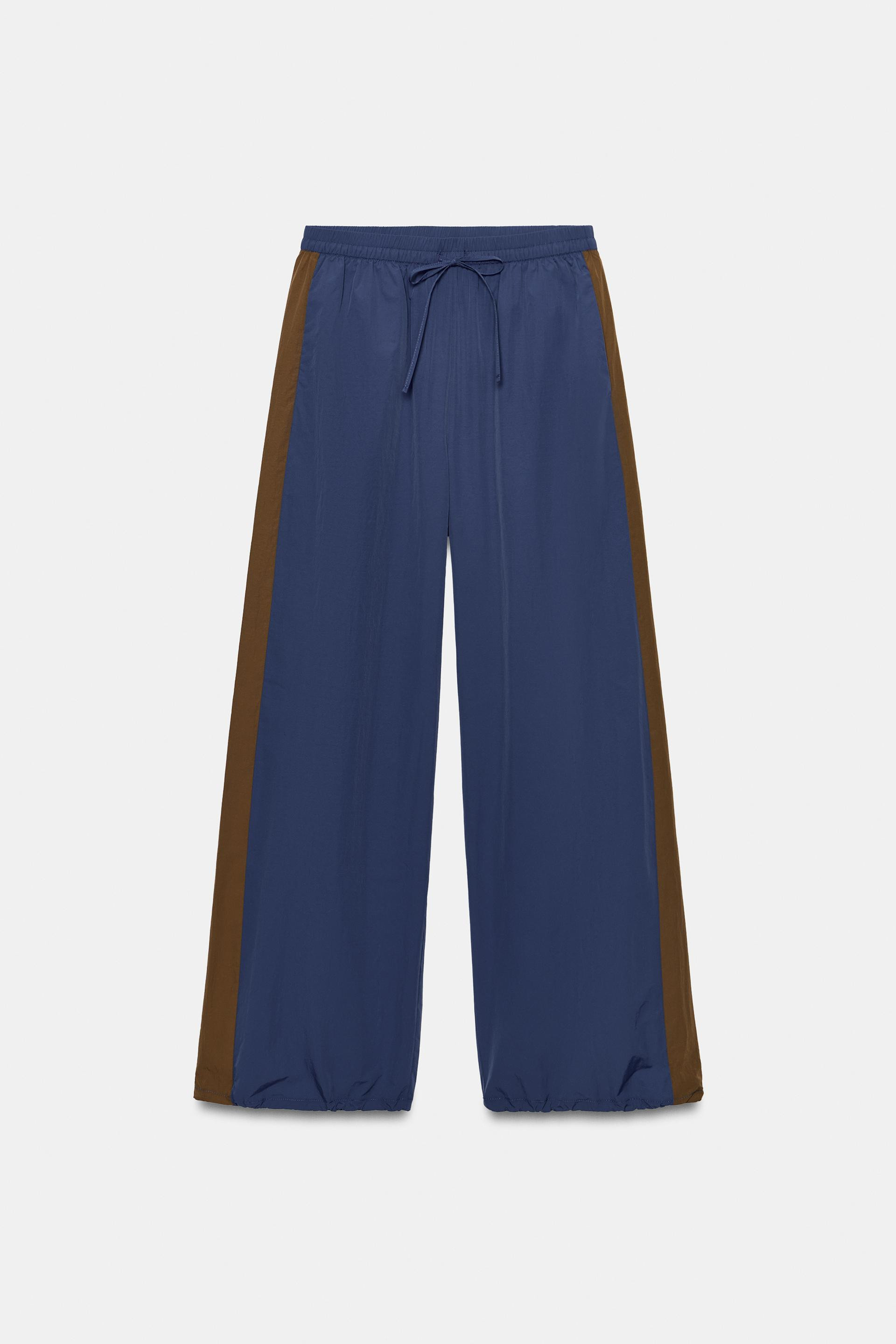 Zara - Technical Side Stripe Pants - Blue - L - Woman | Zara US