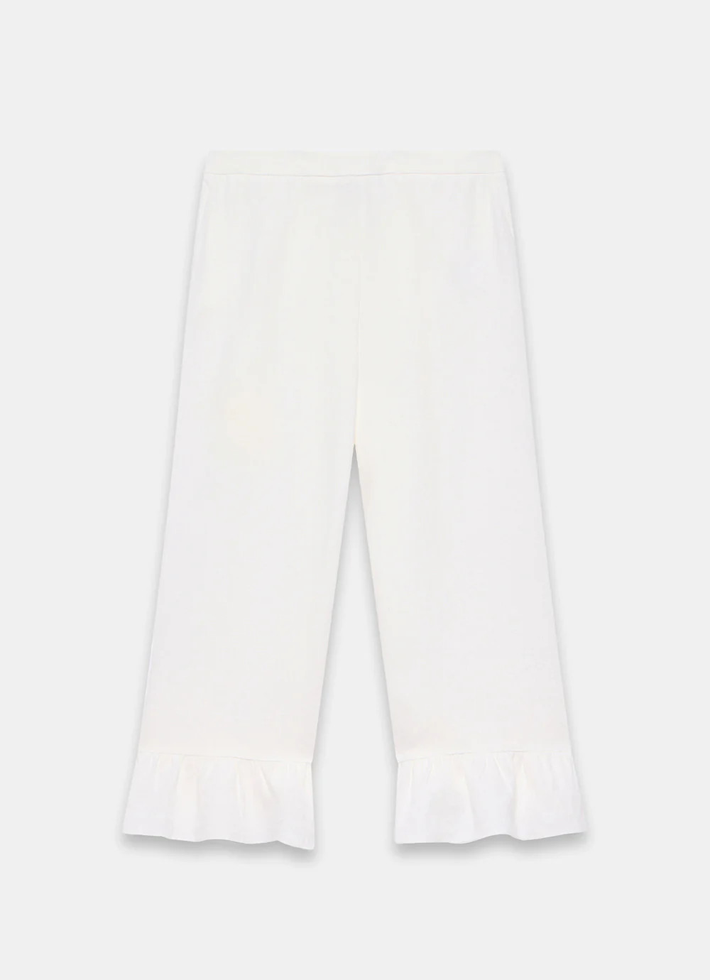 White Linen Wide Ruffle Trousers | Mint Velvet