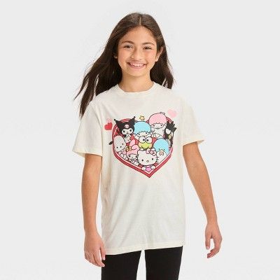 Girls' Hello Kitty & Friends Heart Short Sleeve Graphic T-Shirt - White | Target