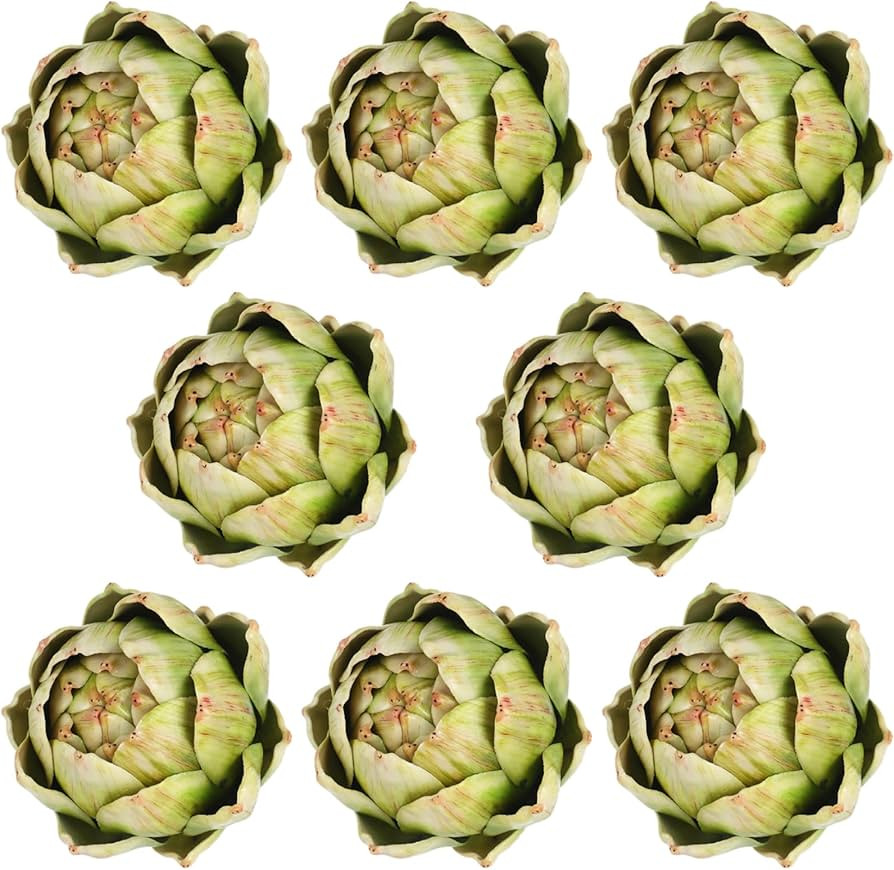 Timgle 8 Pcs Green Artificial Artichokes Fake Vegetables and Fruits for Summer Kitchen Wedding Bo... | Amazon (US)