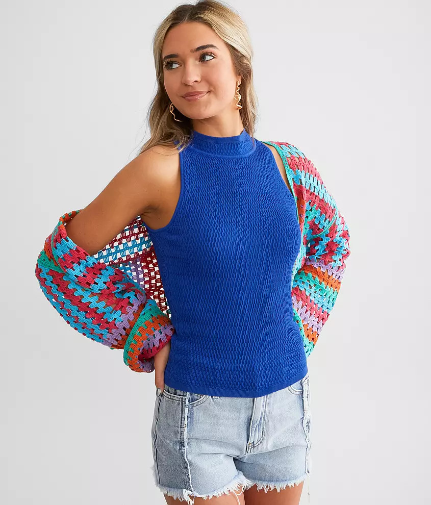 High Neck Textured Tank Top | Buckle
