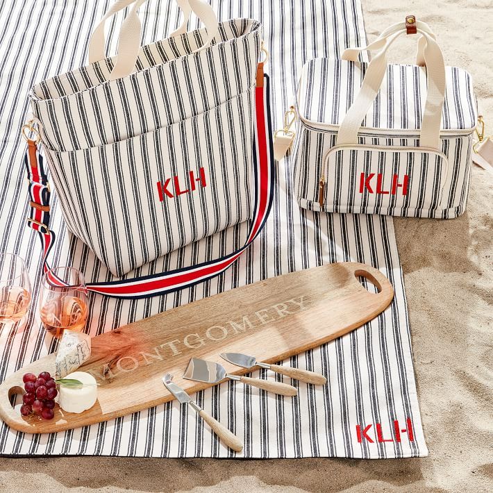 Striped Zip Top Cooler Box Tote | Mark and Graham