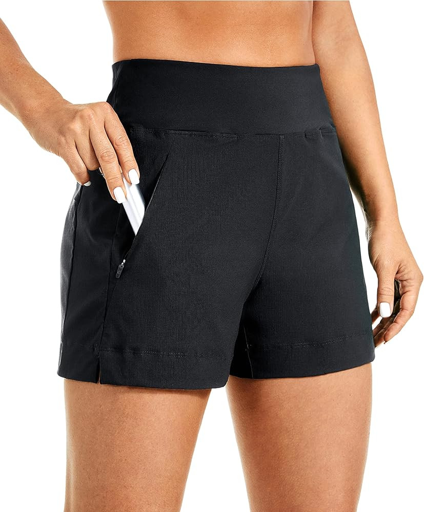 CRZ YOGA Women's Lightweight Mid Rise Hiking Shorts 4'' - Stretch Athletic Summer Travel Outdoor ... | Amazon (US)