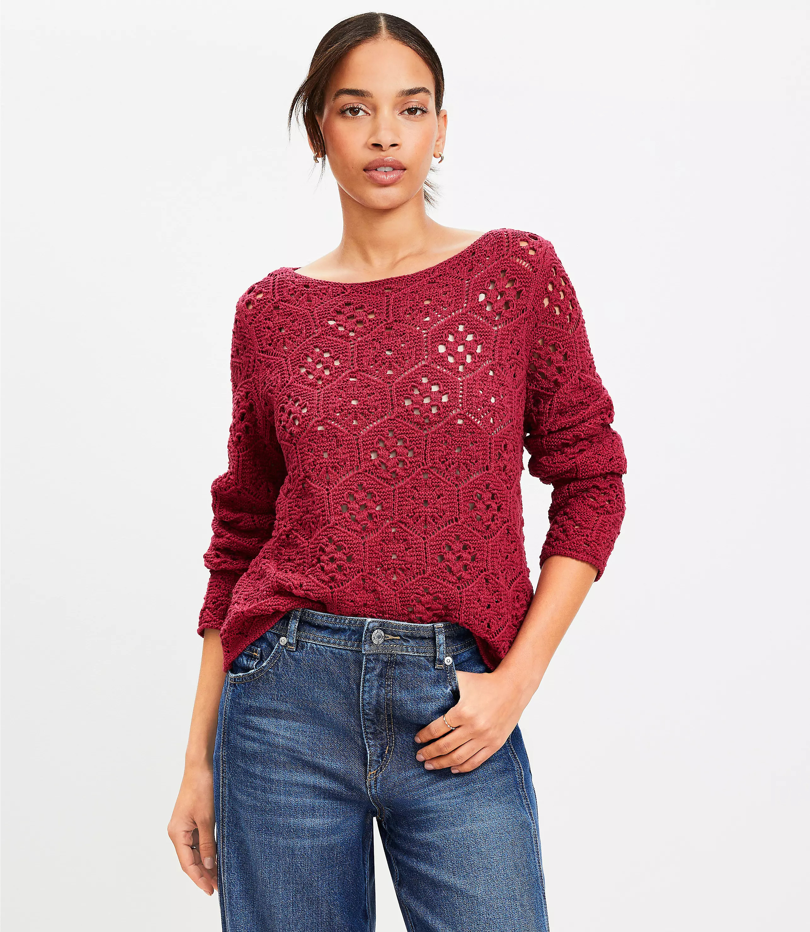 Honeycomb Pointelle Sweater | LOFT