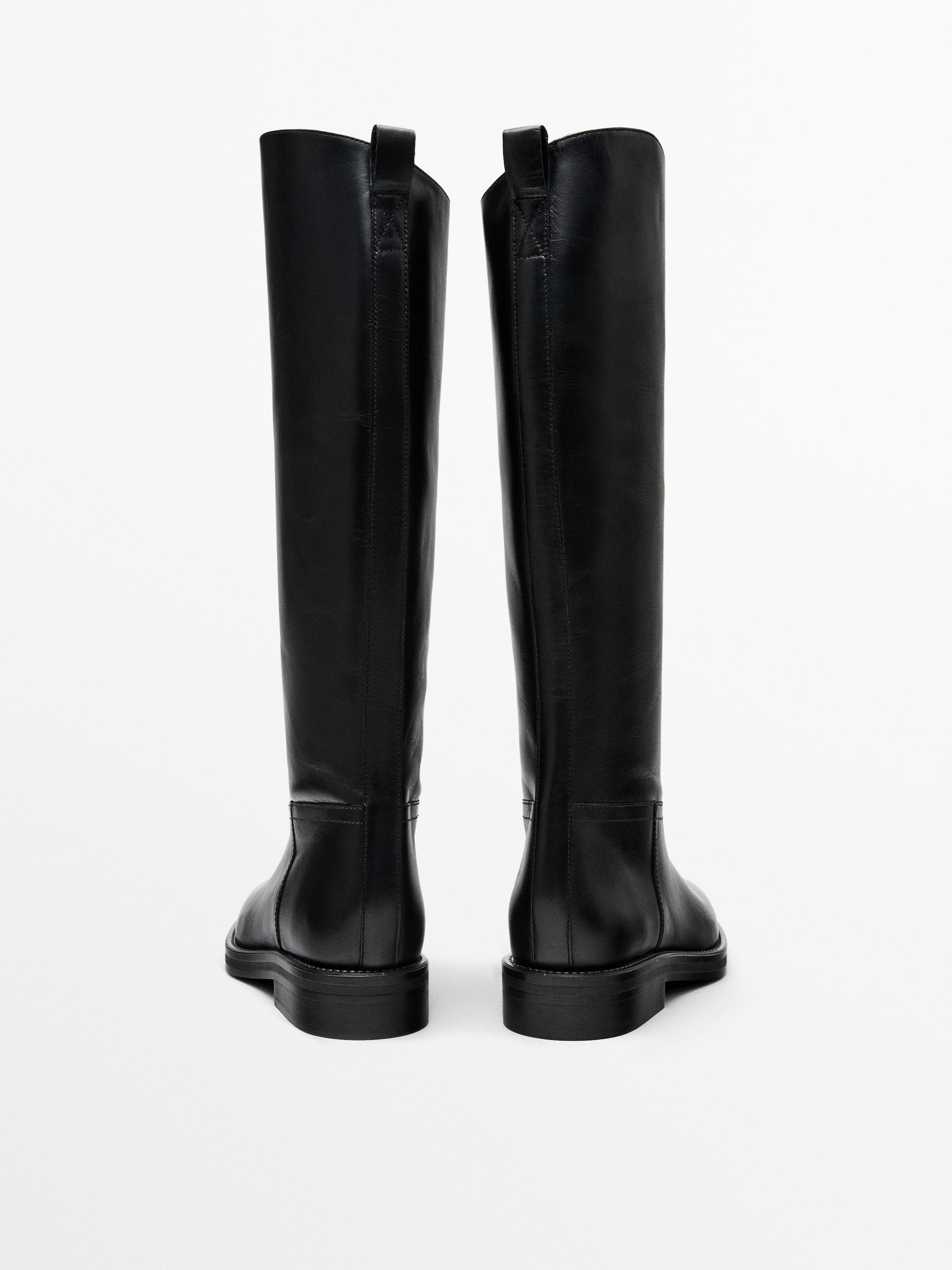 Leather riding boots · Black · Shoes | Massimo Dutti | Massimo Dutti UK
