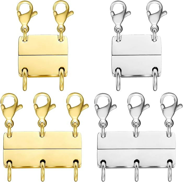 Qulltk Necklace Layering Clasp Magnetic Clasps for Jewelry, Gold and Silver Separator for Stackab... | Amazon (US)