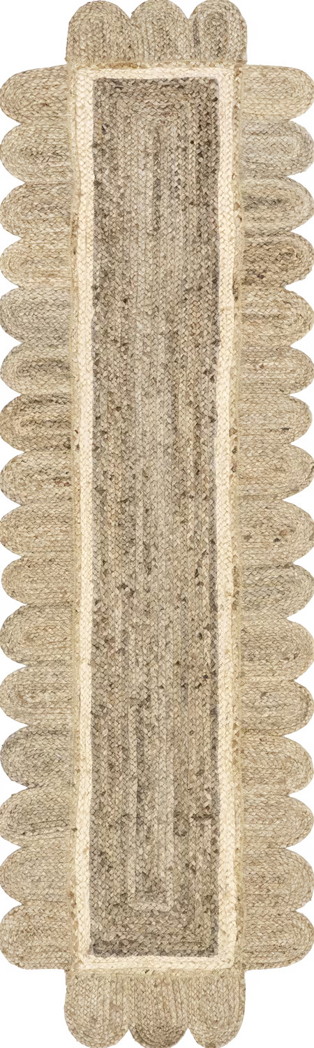 Ivory Anna Scalloped Jute 2' x 8' Area Rug | Rugs USA