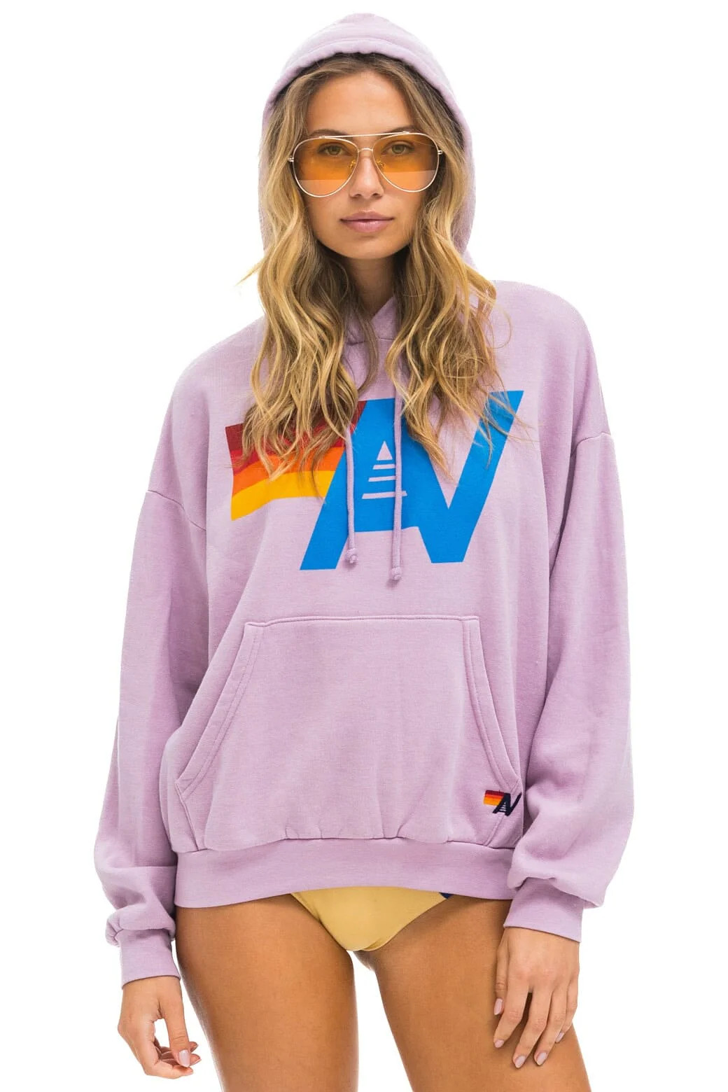 LOGO PULLOVER RELAXED HOODIE - MAUVE | Aviator Nation