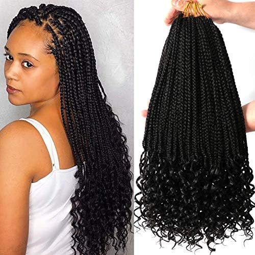 7 Packs 18 Inch Crochet Box Braids Hair with Curly Ends Prelooped Goddess Box Braids Crochet Hair... | Amazon (US)