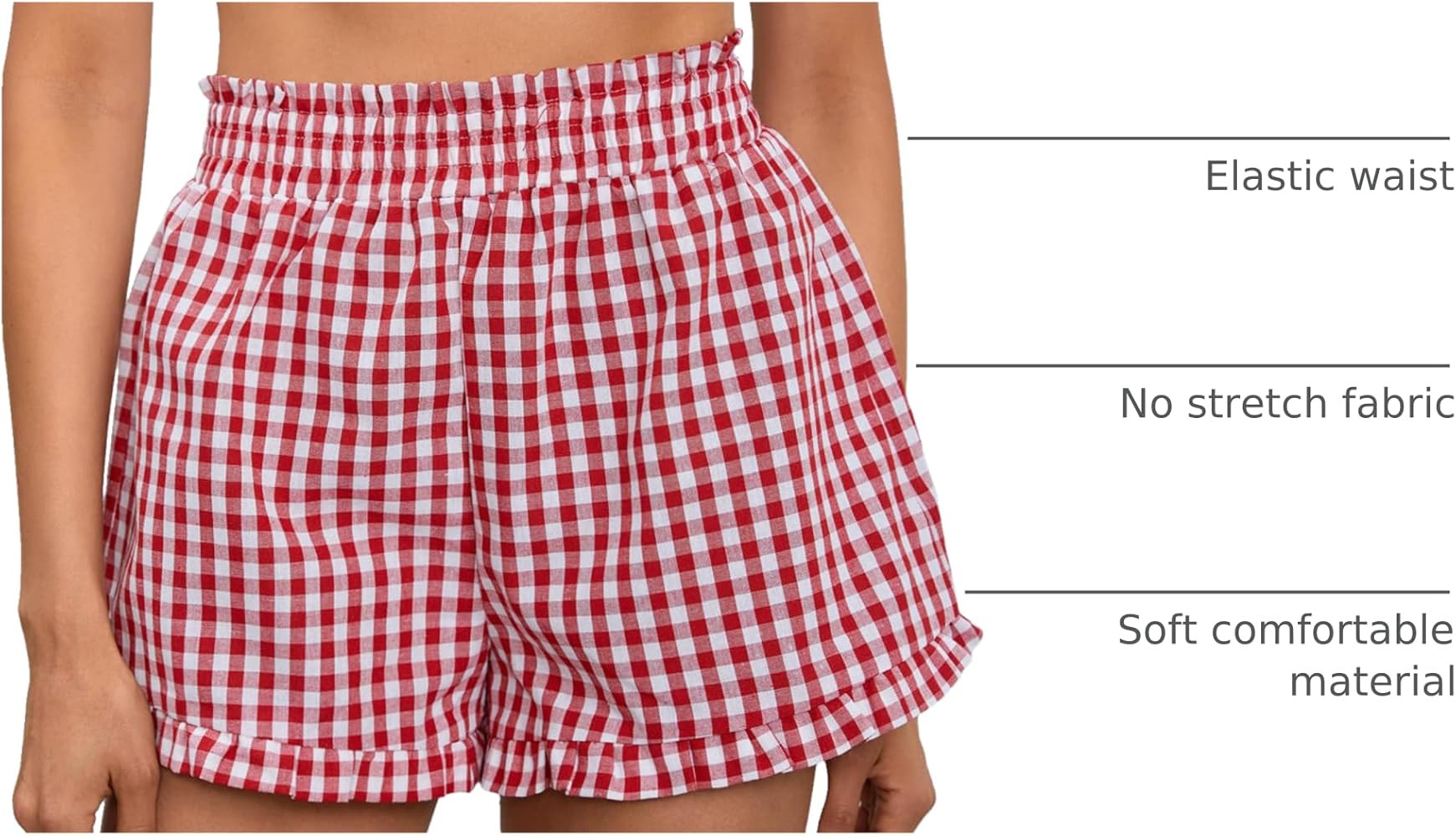 MakeMeChic Women's Gingham Ruffle Lounge Shorts Elastic High Waist Pajamas Boxer Shorts | Amazon (US)