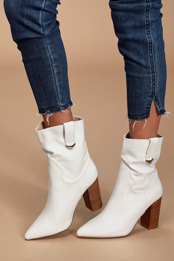Taryne White Pointed-Toe Booties | Lulus (US)