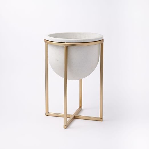 Eden Cross Base Standing Planter - Brass | West Elm (US)