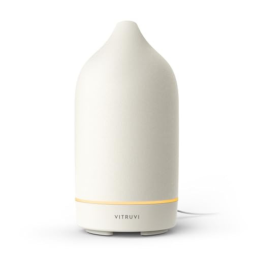 Vitruvi Stone Diffuser, Ceramic Ultrasonic Essential Oil Diffuser for Aromatherapy | Ceramic Diffuser, Diffusers for Home, Oil Diffuser, Housewarming Gift, Original Diffuser | White, 90ml Capacity | Amazon (US)