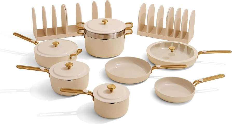 Our Place 17-Piece Essentials Complete Cookware Set - Ceramic Fry Pans, Saucepans, Saut\u00e9 Pan... | Amazon (US)