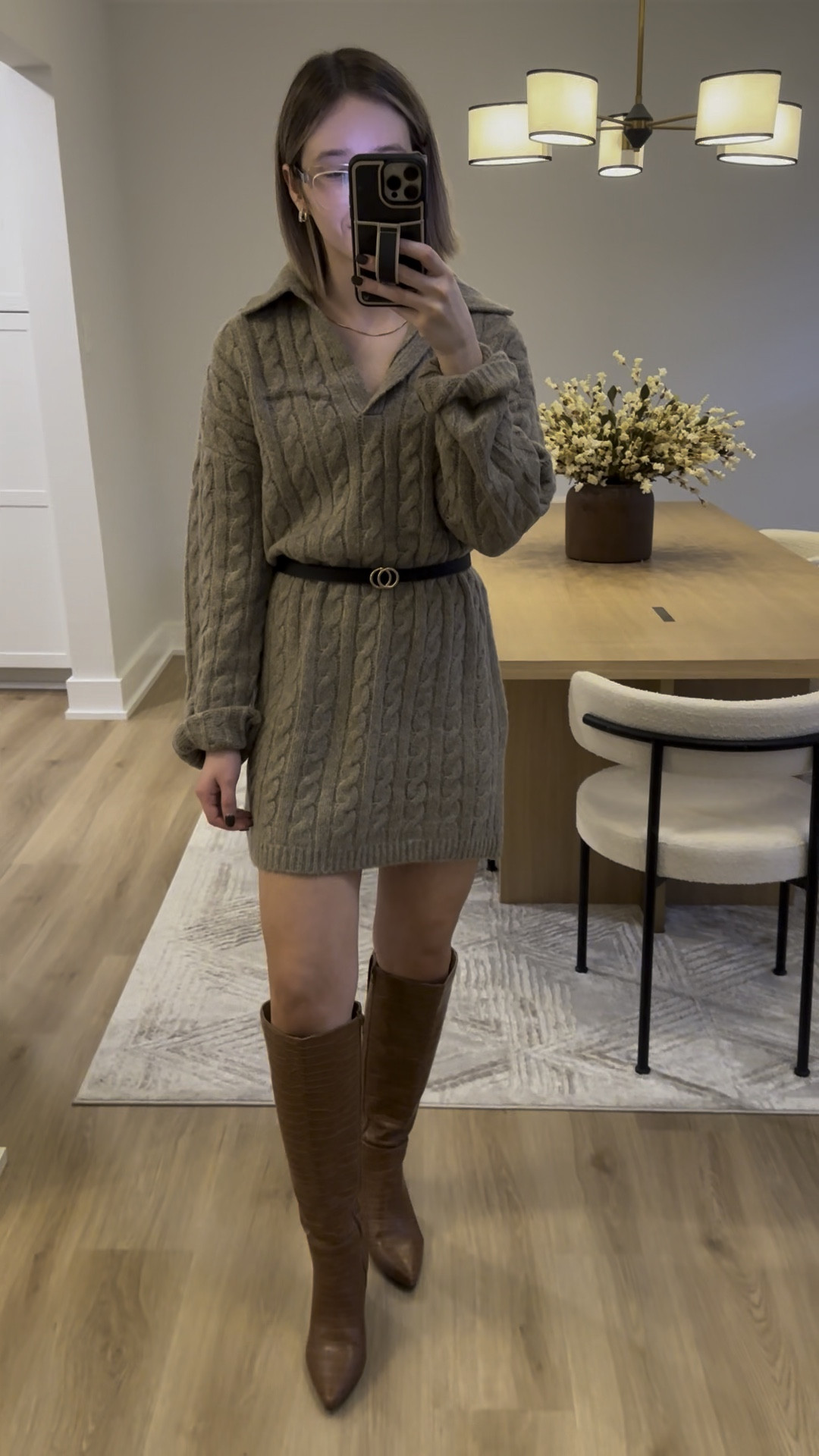 Abercrombie Long-Sleeve Collared Cable Mini Sweater Dress size xs regular tts and soo cozy!

LifeStride Stratford knee high faux leather crocodile boots tts

Sweater dress, knee high boots, fall outfit, fall fashion  



#LTKStyleTip #LTKShoeCrush #LTKSeasonal