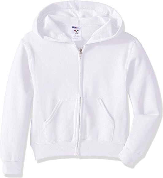 Youth Full Zip Hooded Sweatshirt, White, Small | Amazon (US)