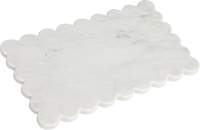 Creative Co-Op Marble Cheese Board with Scalloped Edge, White | Amazon (US)
