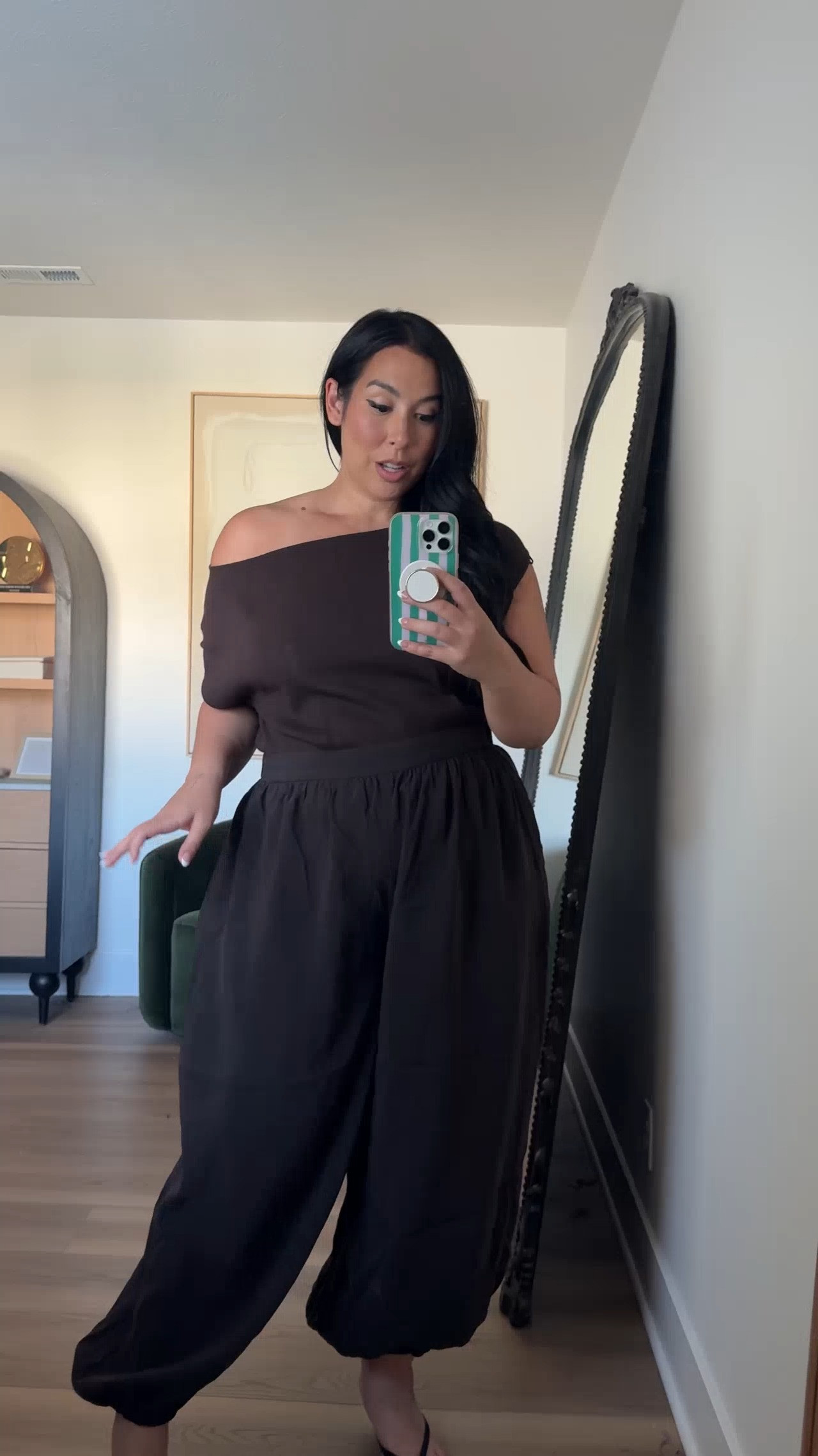 These balloon pants are lightweight and they look very elevated! Wearing an XL in everything! L in the boat neck top! dynamite, date night outfits, midsize, midsize fashion, fall dresses, formal dress 

 #LTKSeasonal #LTKMidsize