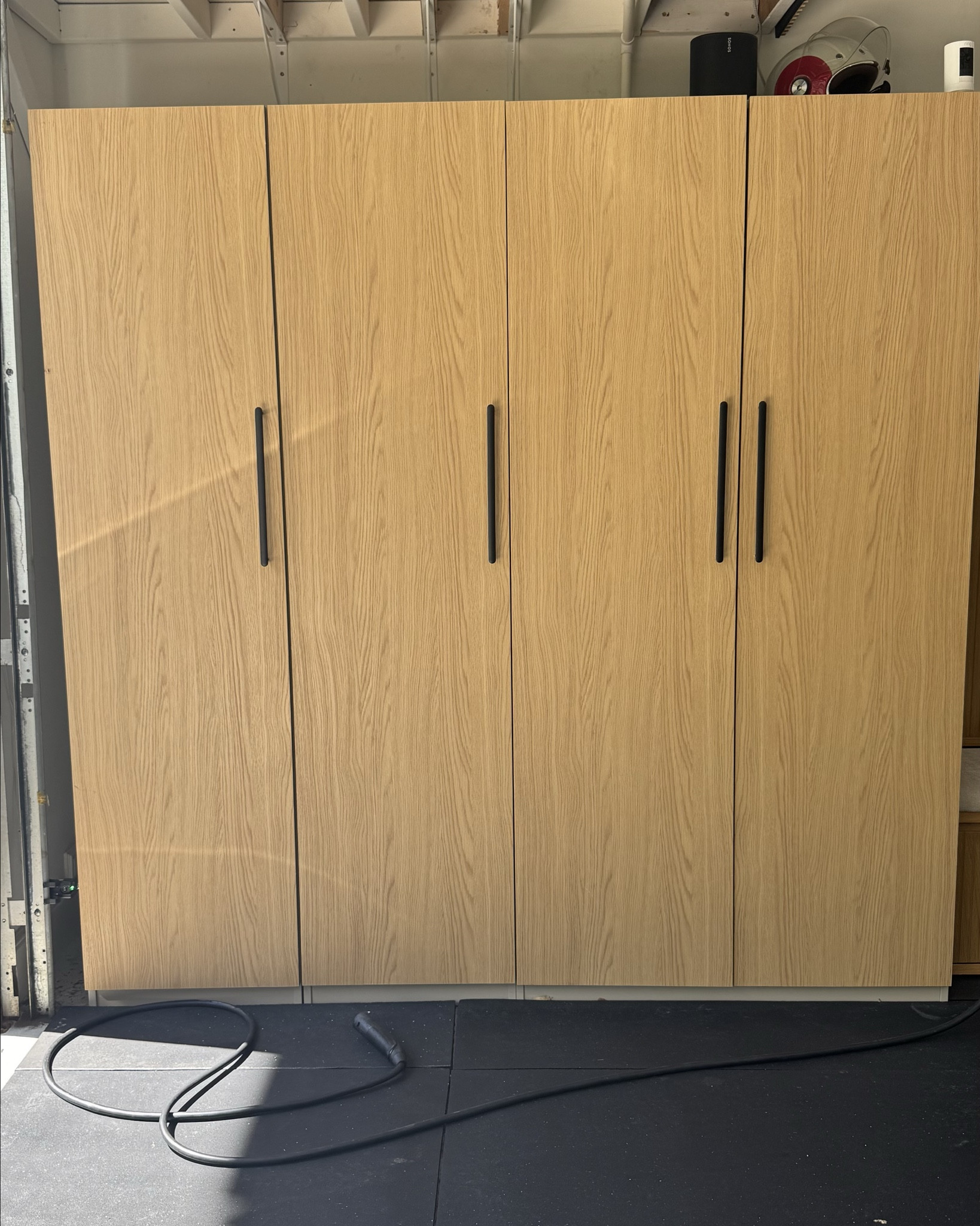 These ilea pax wardrobes have been the perfect edition to our garage home gym to keep all the garage stuff organized and out of site. #ikea #organizedhome #homegym 

#LTKfitnessgoals #LTKHome