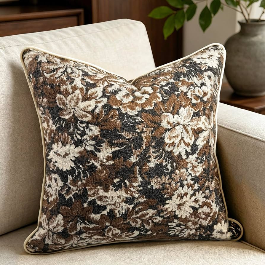 DEFUNX Vintage Throw Pillow Covers 18x18 Inches, Mocha Brown, Pack of 1 | Amazon (US)