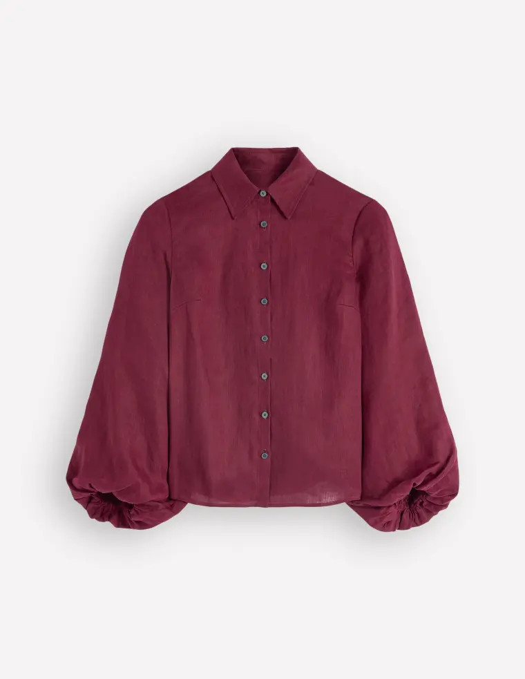 Puff Sleeve Linen Shirt-Deep Wisteria | Boden UK