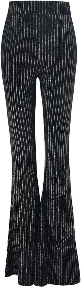 RAMISU Womens Boho Flare Pants, Elastic Waist, Stretchy Leopard Print,Velvet Wide Leg Pants | Amazon (US)
