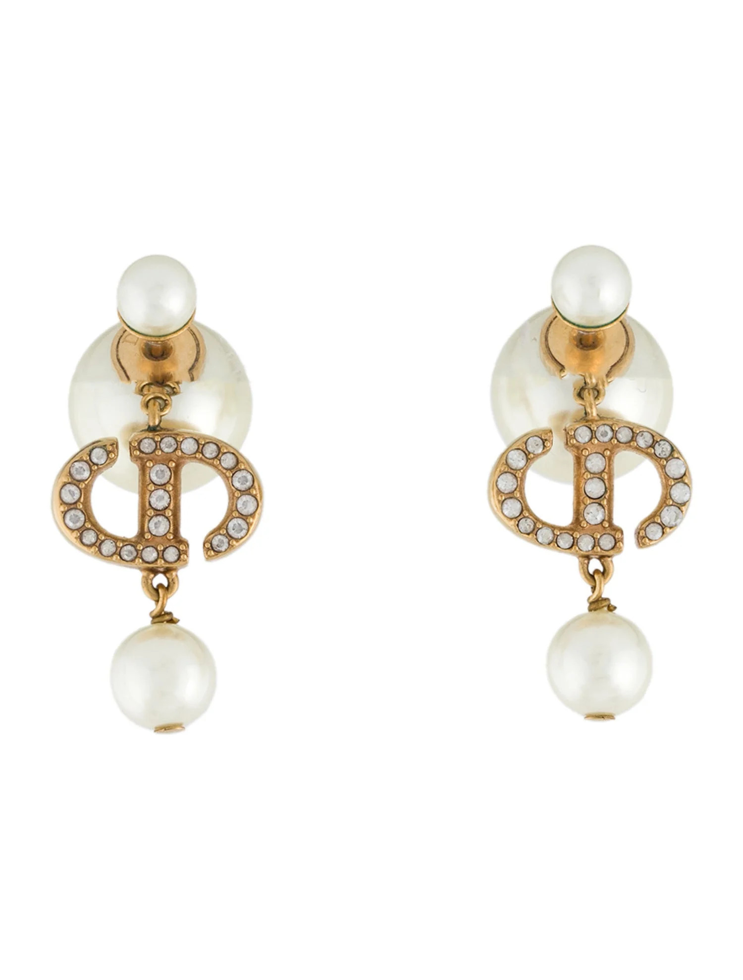 Faux Pearl & Crystal Tribales Drop Earrings | The RealReal