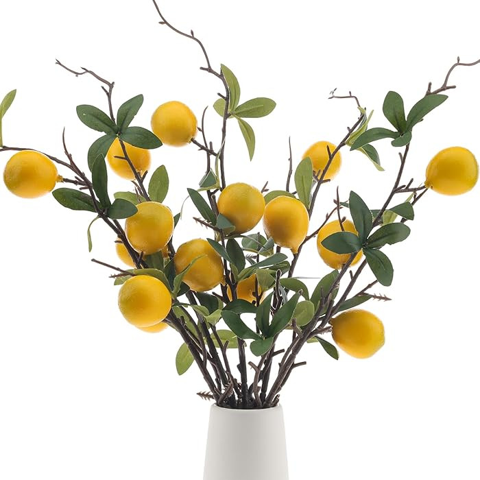 Woration 19.3inch Simulation Artificial Lemon Branches Fake Fruit Yellow Decoration for Home DIY ... | Amazon (US)