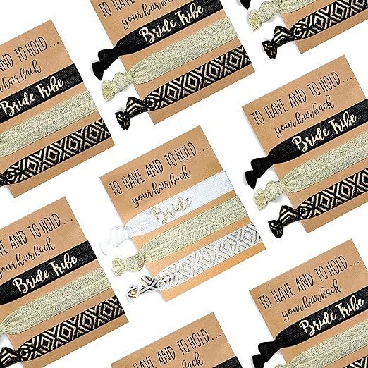 Pop Fizz Designs 11 Pack of Bachelorette Party Favors | 10 Bride Tribe Hair Ties and 1 Bride to B... | Amazon (US)