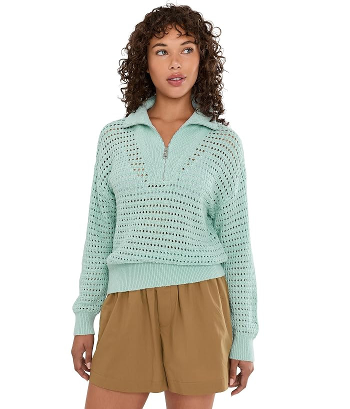 Varley Emeri 1/2 Zip Knit Sweater Women's Sweater Chalk Blue: LG | Zappos.com