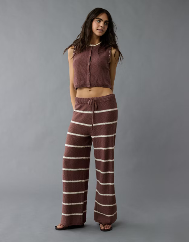 AE Knit Wide-Leg Striped Pant | American Eagle Outfitters (US & CA)