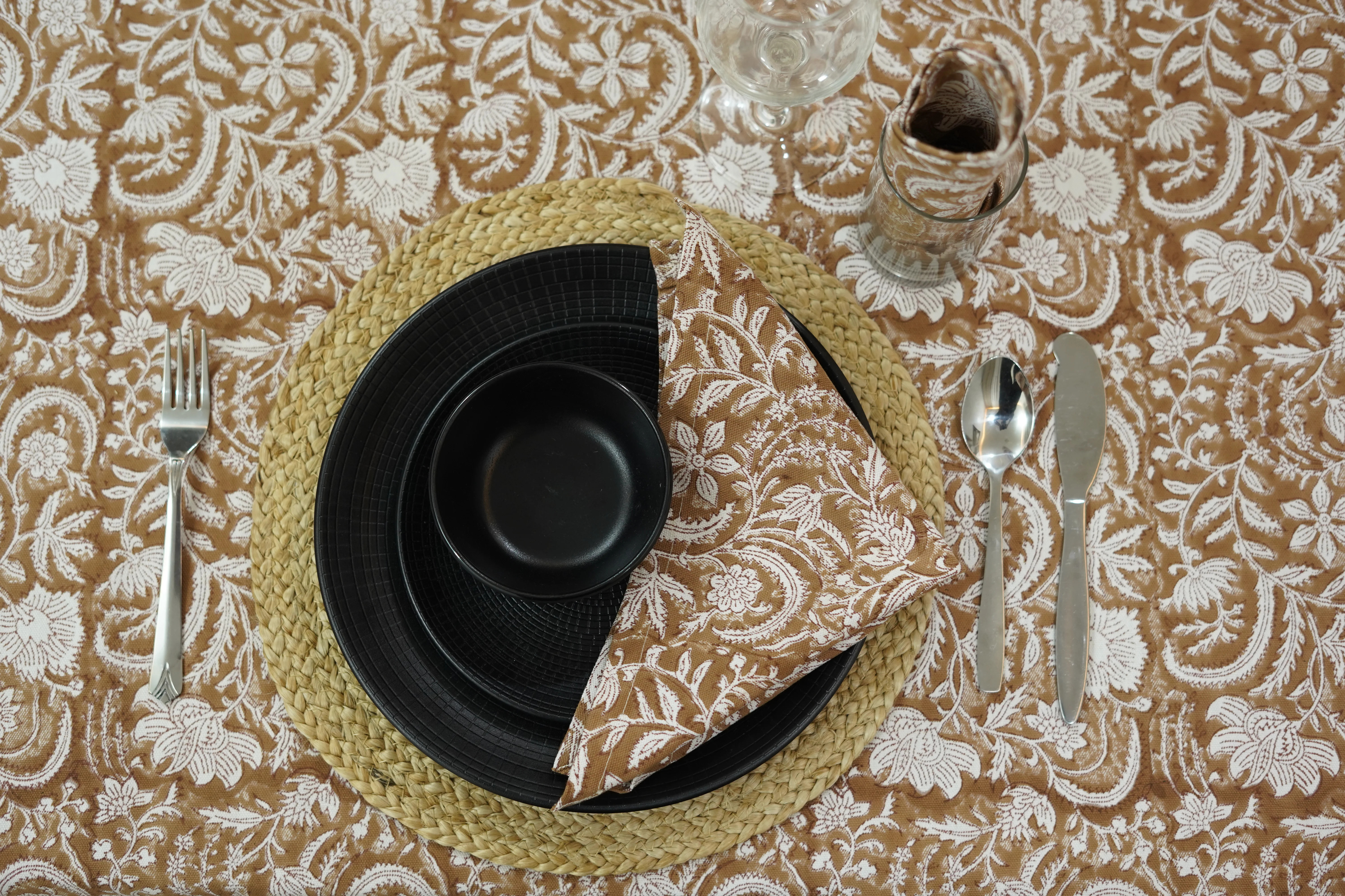 Fabdivine 18X18 Inch Table Napkin with Block Print – Perfect for All Occasions, Kundanvan, Brown | Wayfair | Wayfair North America