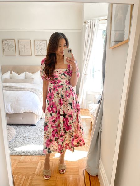 Love this floral linen dress 🩷 you can stack AFSHORTS for extra % off 

Sizing: tts, wearing xs petite 