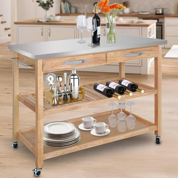 Somersworth Moveable Kitchen Cart with Stainless Steel Top | Wayfair North America