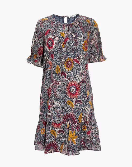 Ruffle-Sleeve Popover Mini Dress in Bali Blooms | Madewell