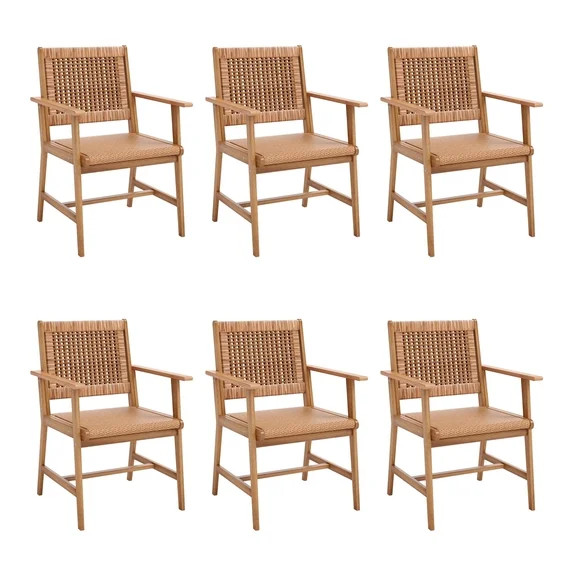 SUMMIT LIVING 6-Piece Acacia Wood Patio Dining Chairs (Weight Capacity 350 lbs) with Rattan Seat ... | Walmart (US)