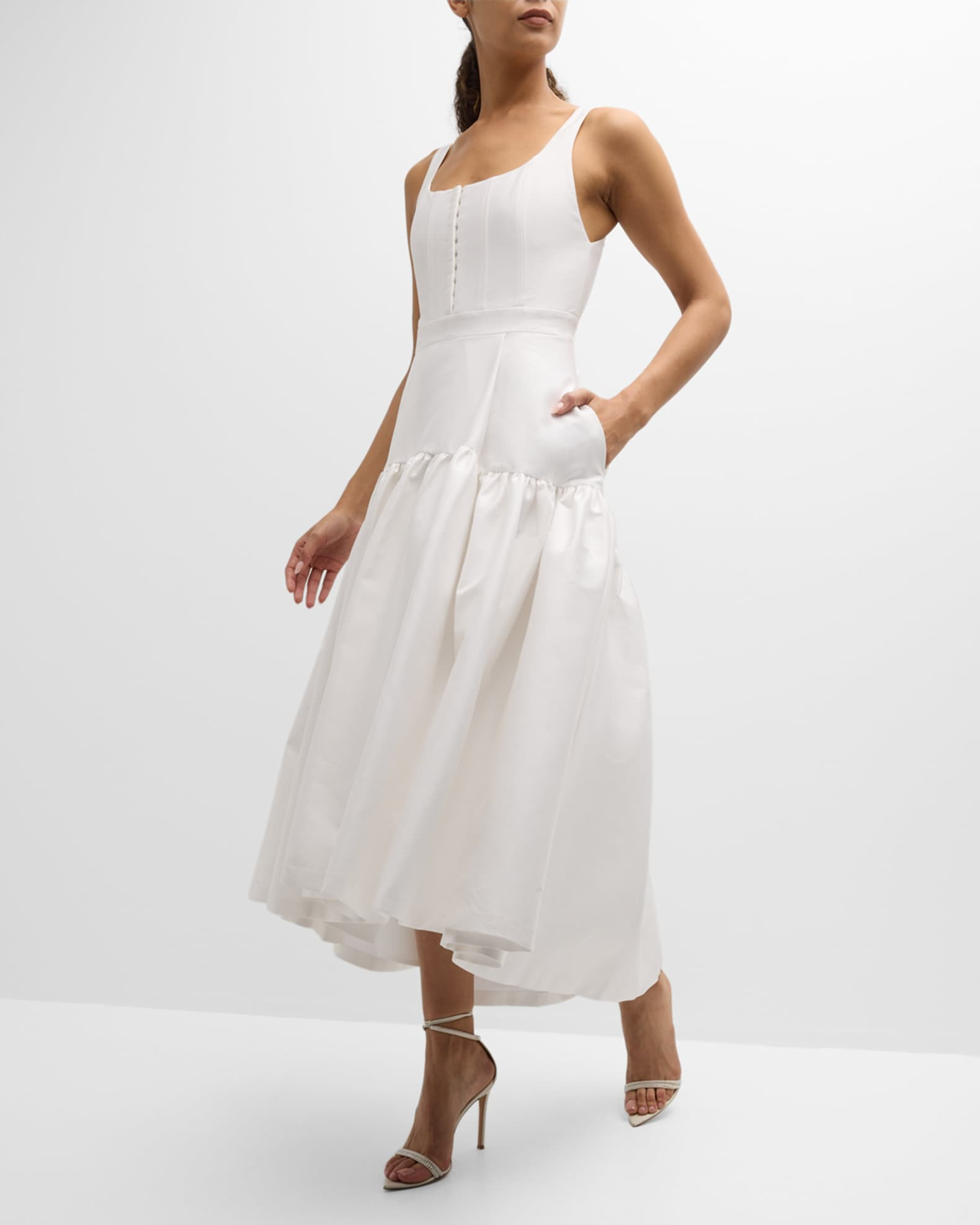 Diana Sleeveless Structured Midi Dress | Neiman Marcus